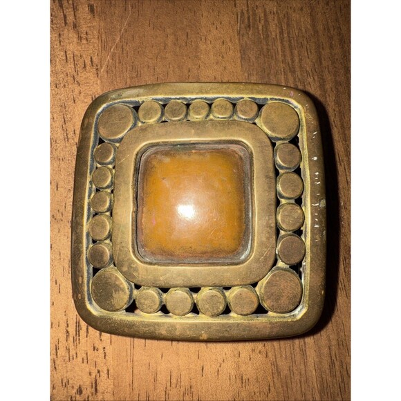 Rich Vintage Character Brass Belt Buckle Artisan Made Brutalist Mid Century - Picture 1 of 8